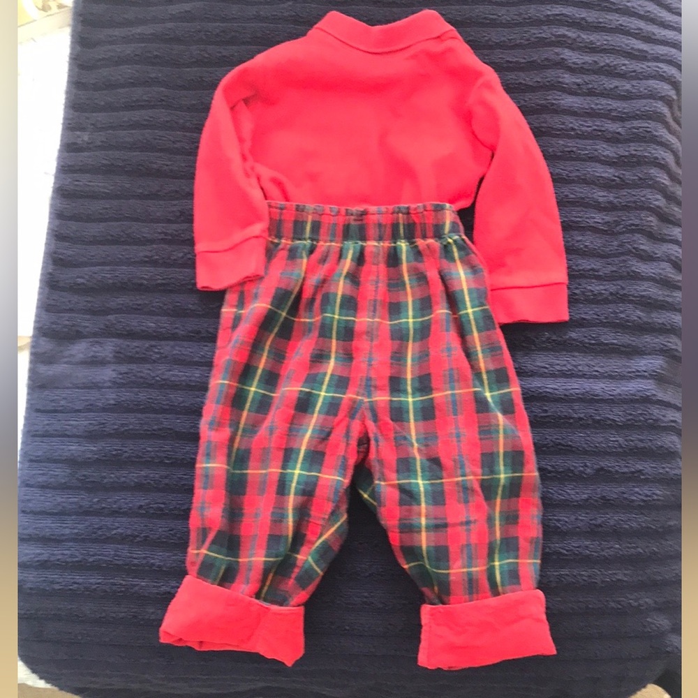 Baby Gap L/S Onesie w/ Matching Plaid Corduroy Reversible Pants 12-18 months